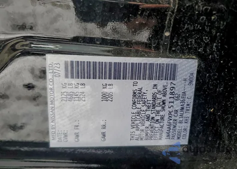 2023 Nissan Maxima Platinum z USA, uszkodzony, nr VIN 1N4AA6FVXPC511897